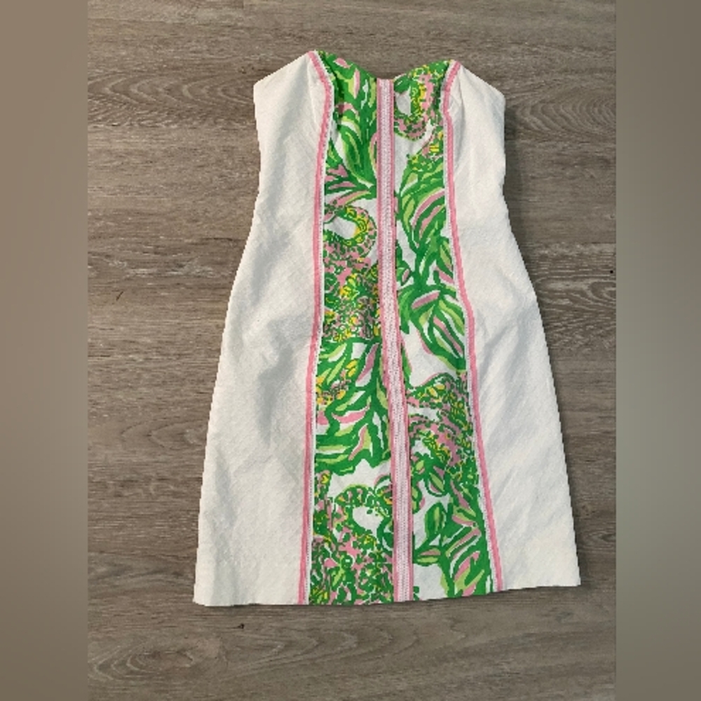 Lilly Pulitzer White Dress with Green and Pink Accents